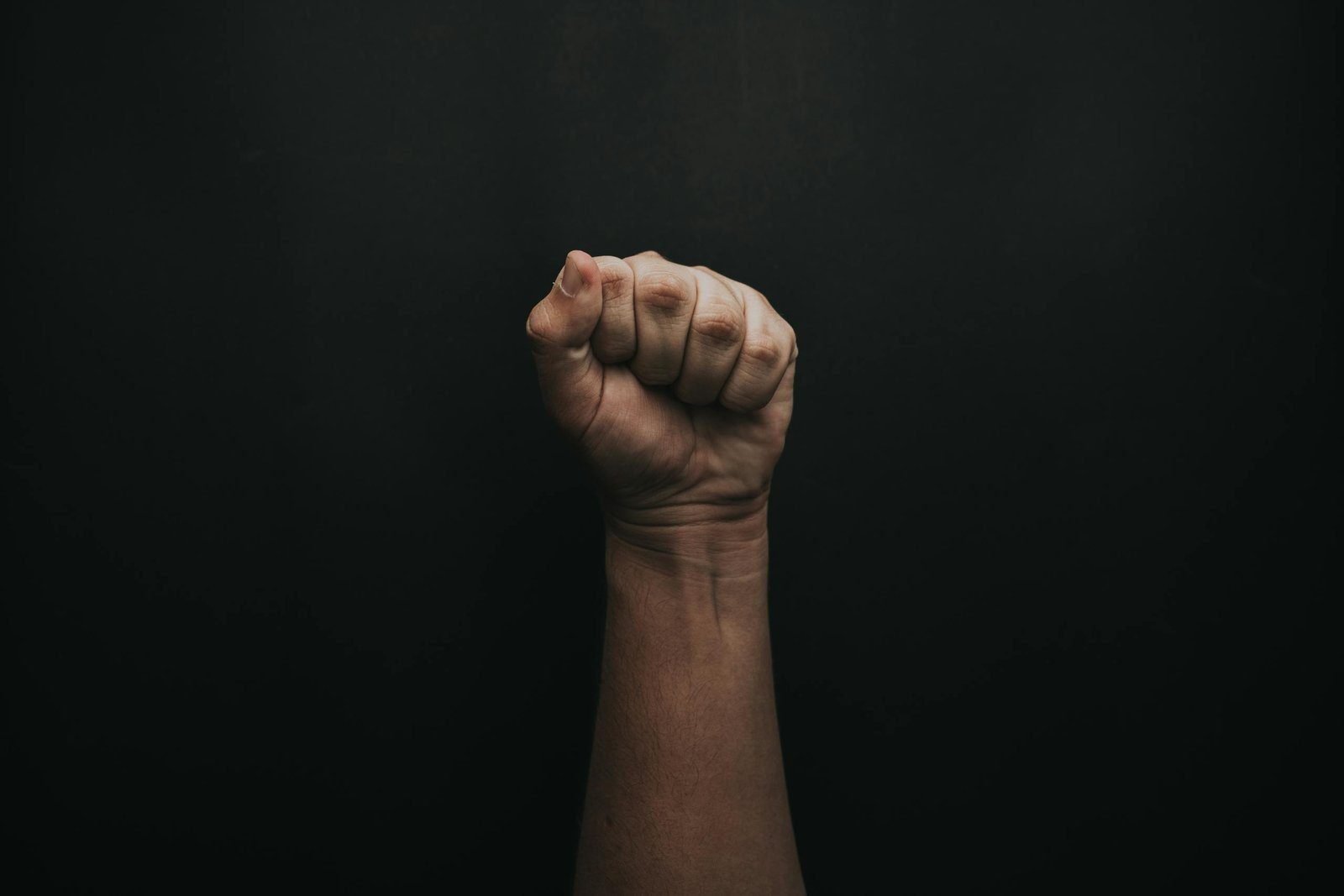 Evolution, Not Revolution 1 A powerful image of a raised fist against a dark background, symbolizing strength and unity.
